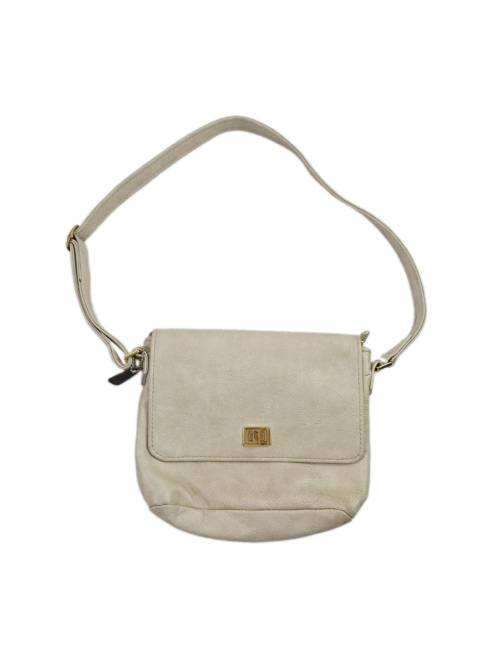 Vintage Silver Star Leather Ivory Pebbled Leather Crossbody Bag Purse